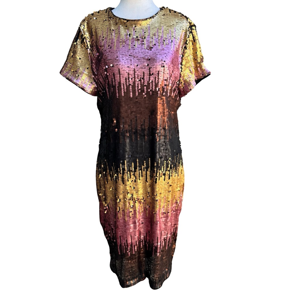 Marc Bouwer Sequin Ombre Glam Sparkle Gala Disco Mermaidcore Sheath Party Dress